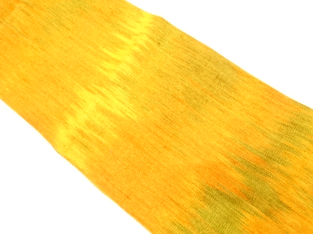 手織り真綿紬　絣柄織り出し　名古屋帯